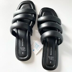 NWT Time & Tru Black Banded Slide On Sandals Size 9